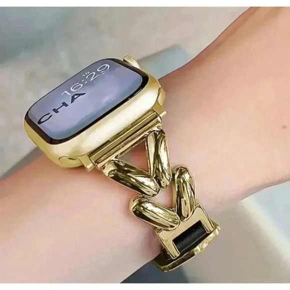 Luxury Gold & Black Watch Band - Picture 2 of 4